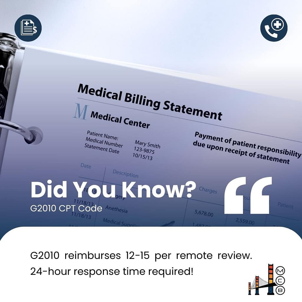 an infographic fun fact about G2010 CPT Code for medical billings.