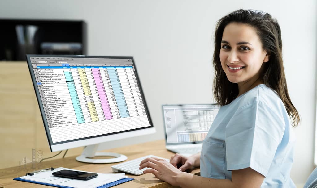 a banner image showcasing a medical administrator entering billing codes into an EHR template